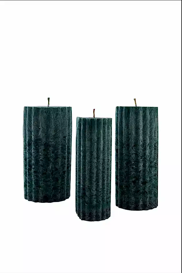 MİKRO KRİSTAL SİLİNDİR MUM SET ZÜMRÜT YEŞİL